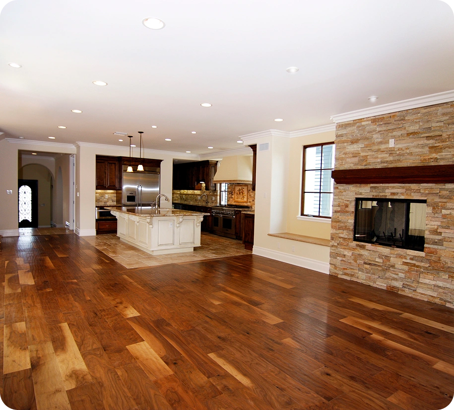 Modern interior with wooden flooring