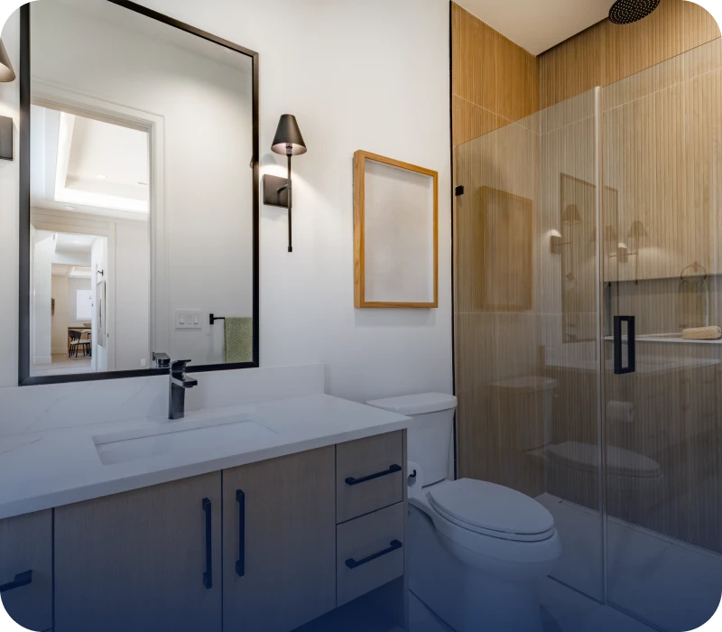 Contemporary bathroom featuring sleek fixtures