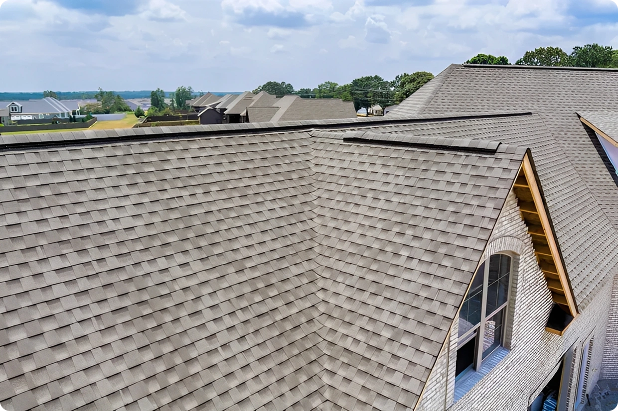 Close-up of a peaked roof design